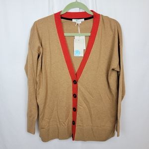 Boden brown red v neck cardigan sweater NWT